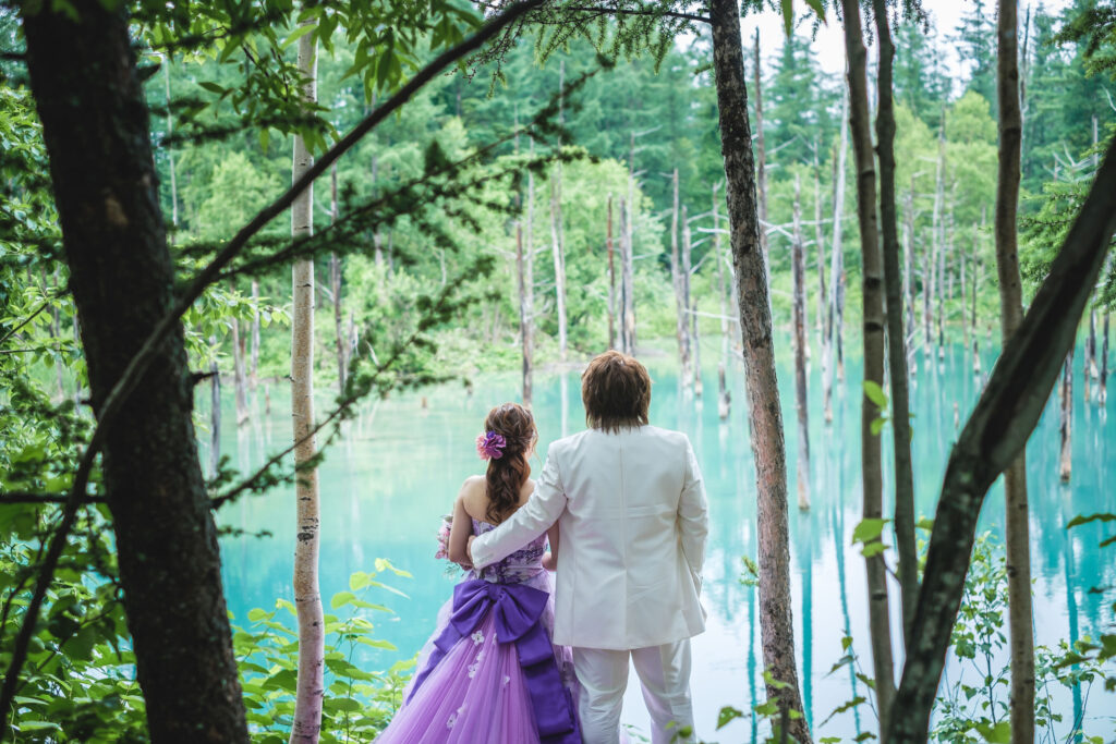 blue pond in biei